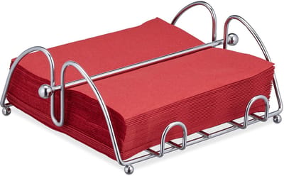 servethouder met gewichtje - voor 33x33 cm servetten - rvs look - metaal - zilver