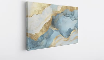 Saammp Canvas Schilderij - Kunst - Blauw - Marmer - Abstracte wanddecoratie- 40x30 - Foto op canvas - Wanddecoratie - Muurdecoratie Woonkamer - Kantoor Decoratie