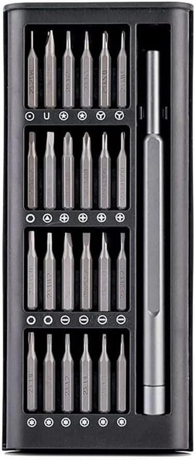 Schroevendraaierset - Precisie Bits - Elektronica Reparatie - Magnetische Groef - 24 Delig - Grijs