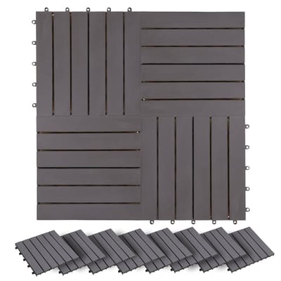 vidaXL - Terras - Tegel - 20 - st - Grijs - 30 - x - 30 - cm - Acaciahout