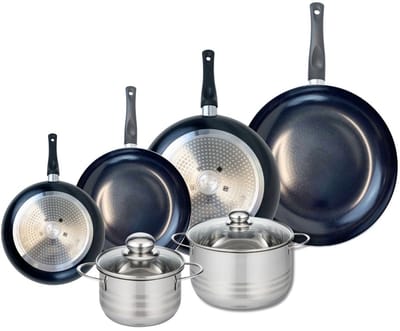 Set van 4 Koekenpannen 20, 24, 28 en 32 cm en 2 kookpotten 16 en 20 cm Elo Prima Brillant