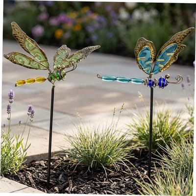 Libelle Tuin Stakes - Decoratieve Insecten - Tuin Decoratie - Windmolen Effect - 75 cm Hoog - Groen Blauw