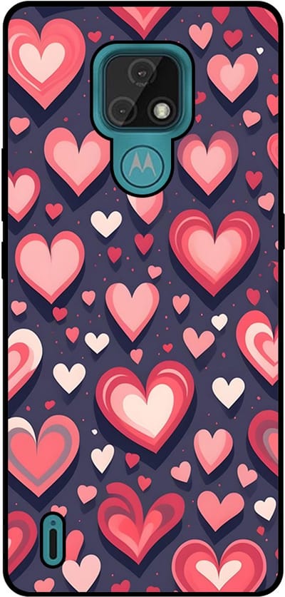 Smartphonica Telefoonhoesje Geschikt voor Motorola Moto E7 met Hartjes Opdruk - TPU Backcover Case With Heart Design geschikt voor Motorola Moto E7