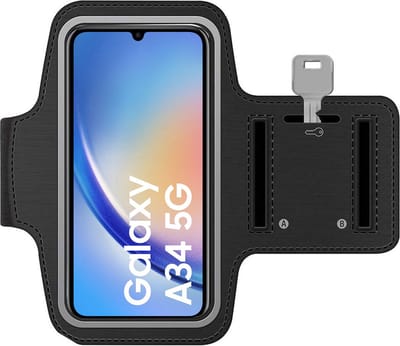 Arara Armband Geschikt voor Samsung Galaxy A34 sportarmband - hardloopband - Sportband hoesje - zwart
