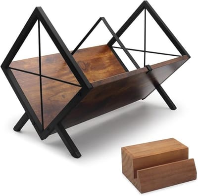 Verte LP Opbergsysteem - Vinylplatenrek - Massief Hout - Now Playing Vinylstandaard - IJzerhouten LP-Platenhouder - Vinylplatenrek met Grote Capaciteit voor 80-100 LP's - Opbergrek voor Platen