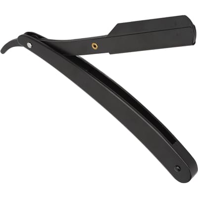 Porte-rasoir manuel à l'ancienne en acier inoxydable pour barbier, rasoir à lame droite pour homme black