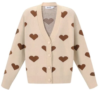 Vest Khaki met bruine hartjes