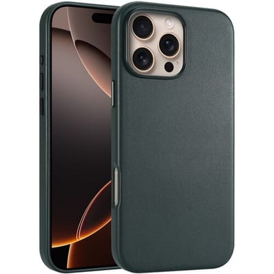 Coverzs luxe leren MagSafe case geschikt voor iPhone 16 Pro Max (donkergroen) - MagSafe, luxe leren, premium bescherming