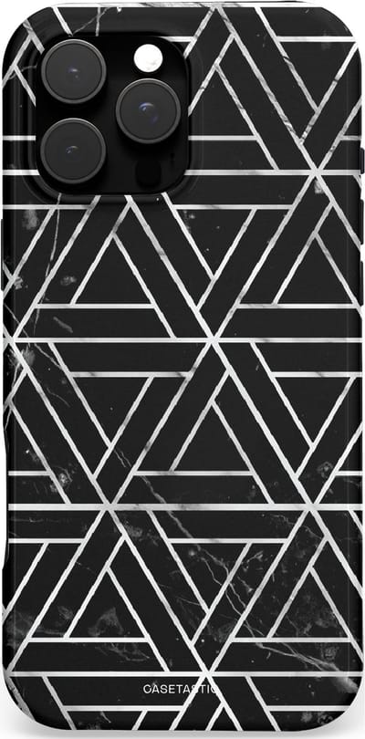 Casetastic Hoesje Geschikt voor Apple iPhone 16 Pro Max Magsafe - Stijlvolle Beschermende Duo-layer Case - Abstracte Marmeren Driehoeken