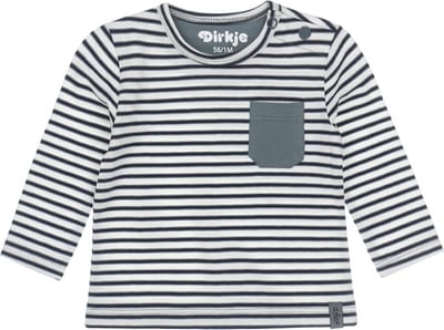 Dirkje Stripes Dusty Green/Off-White Maat 44 Lange Mouw T-shirt N273 NOS