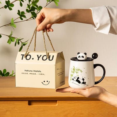 Mok Geschenkdoos Nieuwe Stijl Dames Panda Kop Souvenir Keramische Waterbeker Koffiekop 301-400ml
