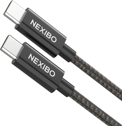 Nexibo USB C naar USB C Kabel 60W 3A - USB 3.0 - Snellader - Oplaadkabel - Gevlochten Nylon - 1 Meter