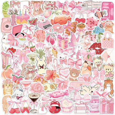 Roze stickers - 200 stuks - waterdichte vinyl - schattige designs voor decoratie - SnelShoppen