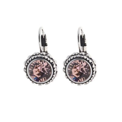 Biba Hang Oorbellen met Klaphaak en Swarovski Steentje Vintage Rose