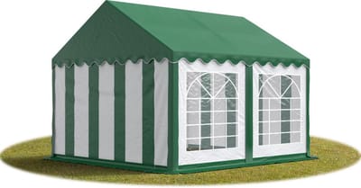 Partytent feesttent 4x4 m tuinpaviljoen -tent PVC 700 N in groen-wit waterdicht