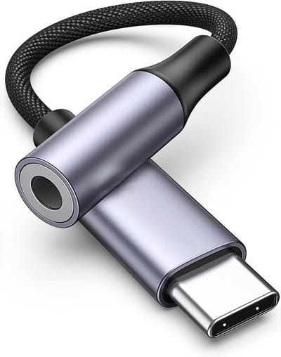 Qost - USB-C naar 3.5mm Jack Adapter - Spacegrey - USB-C naar Aux Adapter - Audio Verloopstuk - Tussenstukje Oortjes