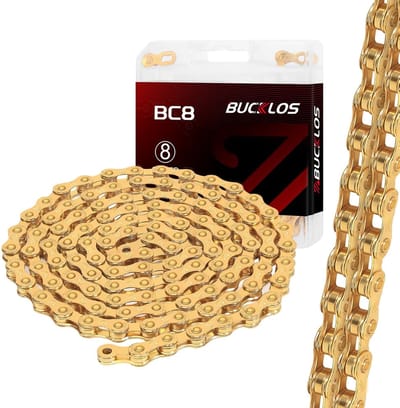 SnelShoppen - Fietsketting 8 Versnellingen Goud 1/2 x 11/128 inch - 116 Schakels met Snelsluiting - Geschikt voor Racefiets, E-bike, Mountainbike, MTB