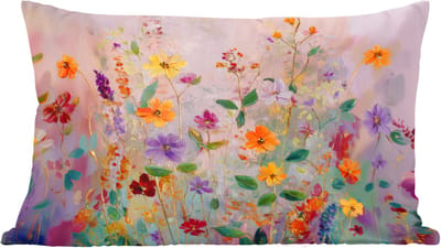 Sierkussens - Kussentjes Woonkamer - 60x40 cm - Schilderij - Bloemen - Abstract - Kleurrijk