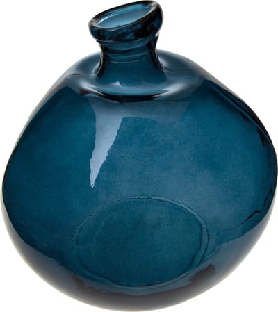 Atmosphera bloemenvaas Genua - Organische bol fles vorm - blauw transparant - glas - 33 x 32 cm