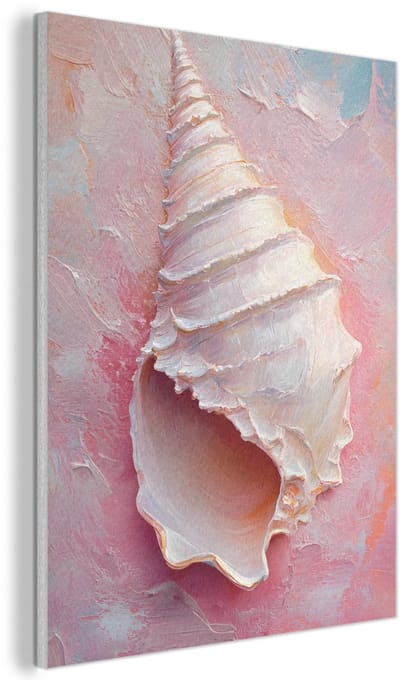 Akoestisch wandpaneel 30x40 cm - Vilt schilderij Schelp - Pastel - Pink - Akoestische panelen - Geluidsdempende wanddecoratie - Geluidsisolatie woonkamer - Muurdecoratie geluidspanelen
