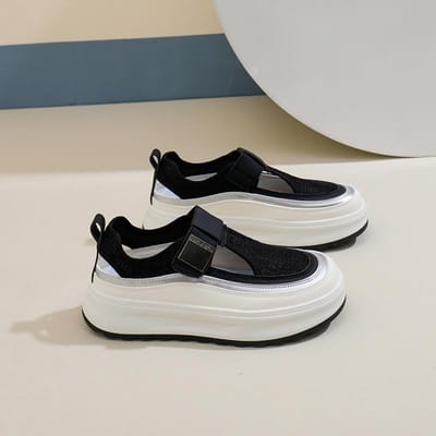 Dames Baotou Mesh Sandalen Zomer Nieuwe Mode Hol Casual Dames Ademend Sponscake Klein Wit Dikke Zool Sport Sandalen 36