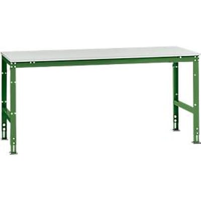 Manuflex werktafel UNIVERSAL Standaard, 2000 x 1000 mm, melamine lichtgrijs, resedagroen