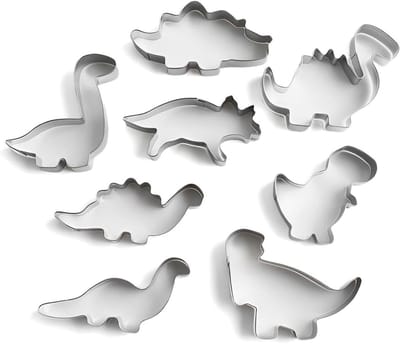 Set van 8 Dinosaurusthema Koekjesuitsteekvormpjes voor Kinderfeestjes en Bakplezier