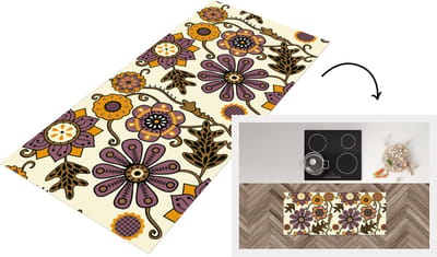 Keukenloper - Loper keuken - Bloemen - Bohemian - Vintage - Cartoon - 120x50 cm - Keukenloper vinyl