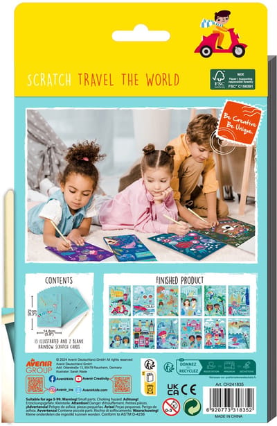 AVENIR Scratch Art Boek A5 - Reizen - 15 Pagina'S - 5 Jaar