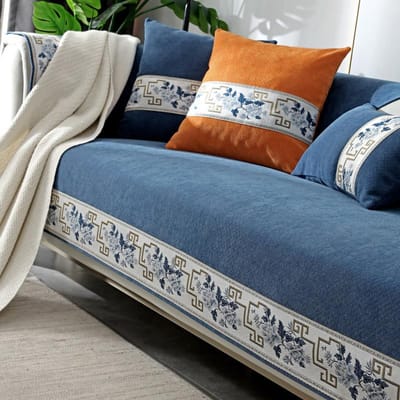 Chenille bankhoes in Chinese stijl Vierseizoenen universeel massief houten bankzitkussen effen kleur antislip bankkussenhoes 70x70cm 1pcs