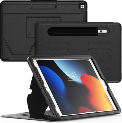 Tablet Hoes Geschikt Voor iPad Hoes 9/8/7 Generatie Zwart - iPad 9 10.2 (2021) hoes met Multi-Angle Magnetic Stand, Auto Sleep/Wake, Pencil Houder - Extra Stevig - Schokbestendig