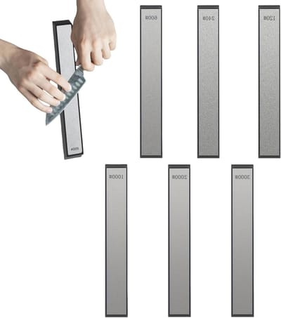 Set van 6 Draagbare Diamant Slijpstenen voor Keuken en Huishouden - Messenslijper en Scharen met Verschillende Korrelgroottes 120-3000