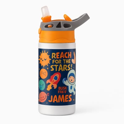 Mysterieuze 'il_1140xN.4680380511_m9e1' Drinkfles – Donkere Drinkbeker voor Goth en Alternatieve Fans - Waterfles voor kinderen (wit/oranje)