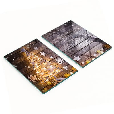 Multifunctionele decoratieve glazen borden met kerstboomprint 2x40x52 cm