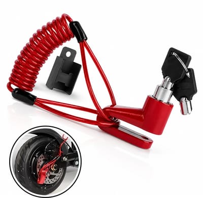 Luxamore® RideLock Schijfremslot Rood/Zwart – Motorslot en Stepslot – Anti-Diefstal Slot voor Elektrische Step, Scooter, Fiets en Motor