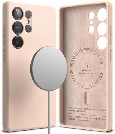 Ringke Silicone Magnetic Hoesje Geschikt voor Samsung Galaxy S25 Ultra | Compatibel met MagSafe en Qi2 | Back Cover met Magneet | Zacht Siliconen | Slank Design | Roze