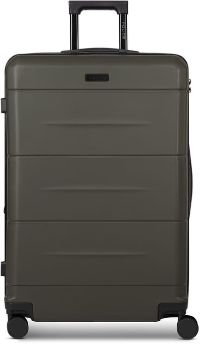 Police London 4 wielen Trolley 74 cm met uitbreidingsplooi - Harde bagage - Combinatieslot - cool olive