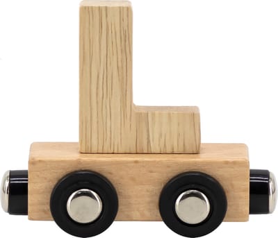 Tryco Houten Naturel Lettertrein Letter L - Letterwagon voor Woorden en Naamtreinen - Stimuleert Creativiteit en Motoriek - Vanaf 3 Jaar