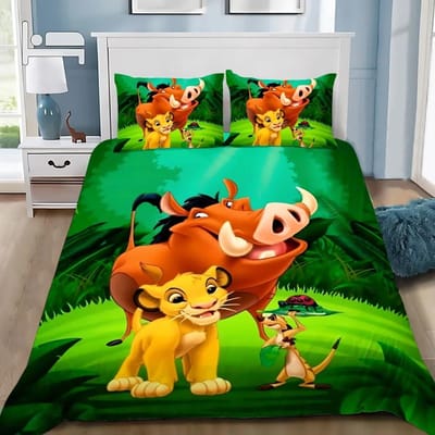 Dekbedovertrek Kussensloop Beddengoed Set Simba Leeuwenkoning Volwassene Jongen Meisje Slaapkamer Decoratie Kinder Cadeau Enkele Dubbele Maat 180*220cm 3pcs