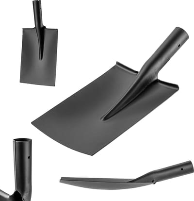 KADAX Tuinspade zonder handvat, robuuste schop voor de tuin, universele schep, tuinschep zonder steel, stalen schep, zandschep (zwart, 40,5 x 20 cm)
