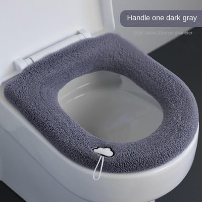 3079 Coussin de Toilette Ménager Hiver Épaissi Peluche Housse de Toilette Quatre Saisons Universel Peluche Doublé Coussin de Housse de Toilette gray