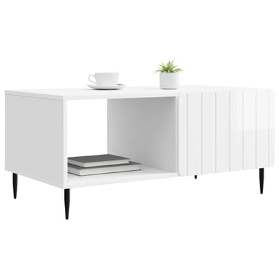 vidaXL - Salontafel - Hoogglans - Wit - 90 - x - 50 - x - 40 - cm - Bewerkt - hout