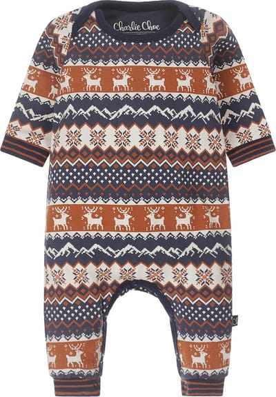 Charlie Choe - Baby Jumpsuit Longsleeve - Navy met prints - Maat 56