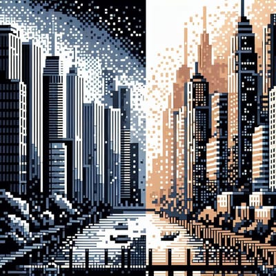 Pixel art relief schilderij | Geometrica: Abstracte reliëf kunst, gecreëerd met pixelige precisie | Kunst - 30x30 centimeter op Canvas | Foto op Canvas