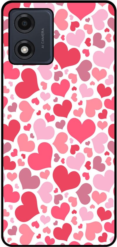 Smartphonica Telefoonhoesje Geschikt voor Motorola Moto E13 met Hartjes Print - Hearts Design TPU Backcover Case - Kinder Hoesje met Hartjes Design geschikt voor Motorola Moto E13