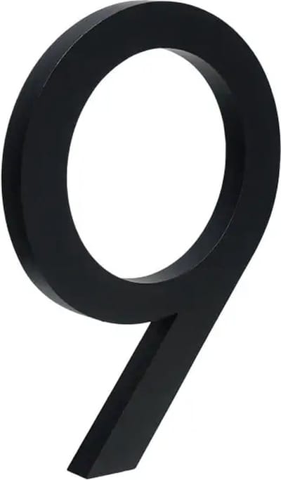 Milano Black Huisnummer 9 - 15 cm hoog - Aluminium - Groot Modern Zwart Huisnummer - Zwart huisnummer - Huisnummer Zwart