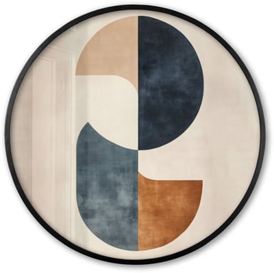 Poster in lijst Rond - Fotolijst 60x60 cm - Posters - Cirkels - Abstract - Kleurrijk - Ronde posterlijst zwart - Decoratie - Wanddecoratie woonkamer - Muurdecoratie slaapkamer