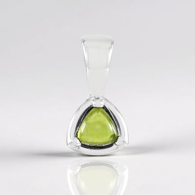 Cavill - Zilveren hanger met Vesuvianiet 0,33 ct triljant cabochon - 925 Sterling Zilver met platina - Modern Italiaans design