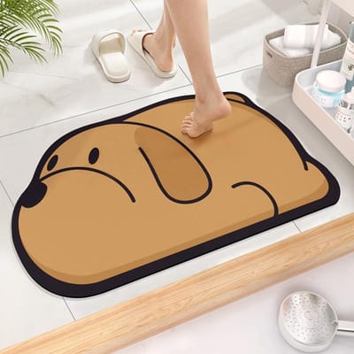 Diatomeeënaarde Vloermat Cartoon Badkamervloermat Waterabsorptie Sneldrogend Antislipmat Vuilafstotend en Gemakkelijk te Onderhouden Voetmat 40 * 60cm beige