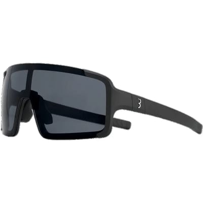 BBB Cycling Chester Narrow Fietsbril Heren en Dames - Sportbril Voor Smal Gezicht - Wielrenbril Met Grote Lens - Rubberen Pootjes - Mat Zwart Smoke - BSG-73